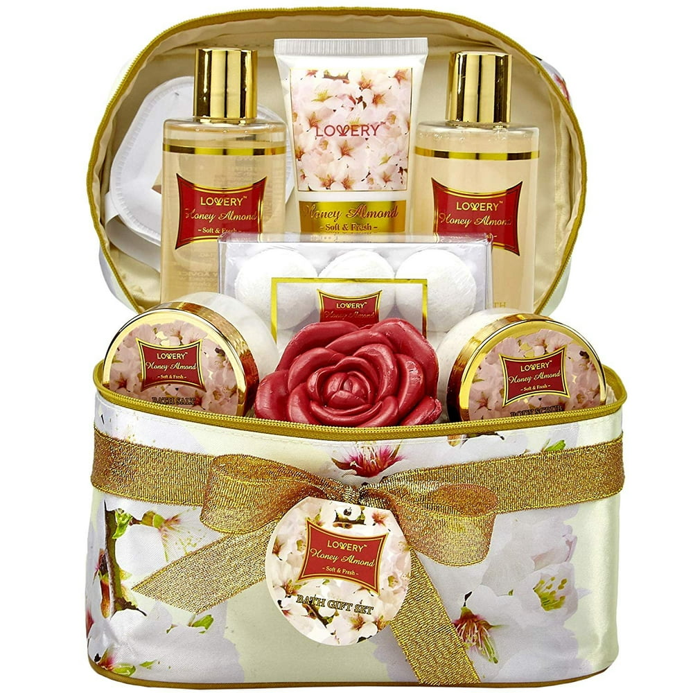 Bath and Body Gift Basket For Women Honey Almond Home
