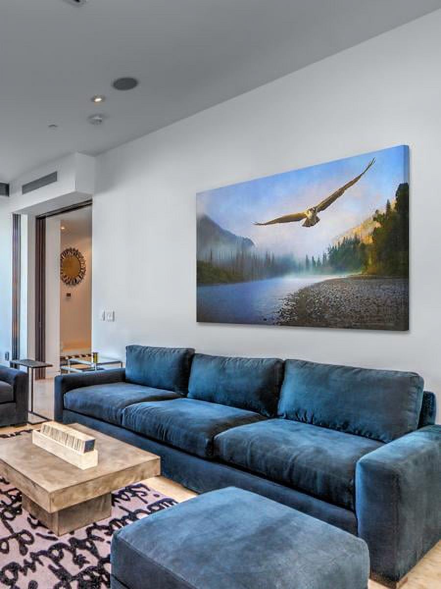 "Foggy River Osprey" Painting Print on Wrapped Canvas