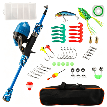 BESTSKY Kids Fishing Pole - Portable Telescopic Kids Fishing Rod and Reel Combo Kit - with Spincast Fishing Reel Tackle Box for Girls Youth Portable Telescopic Fishing Gear