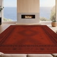 thumbnail image 2 of Design&I 2'x3' Washable Accent Rug Pet Friendly & Non-Slip Built-In Grip Deep Red Geometric Symmetry Elegance Intricate Border Detailing with Central Diamond for Kitchen, Station, 2 of 7