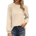 thumbnail image 1 of Gibobby Sudadera mujer Sudadera de Forro Polar Suave con Cuello Redondo Sudadera para Mujer(Caqui,G), 1 of 4