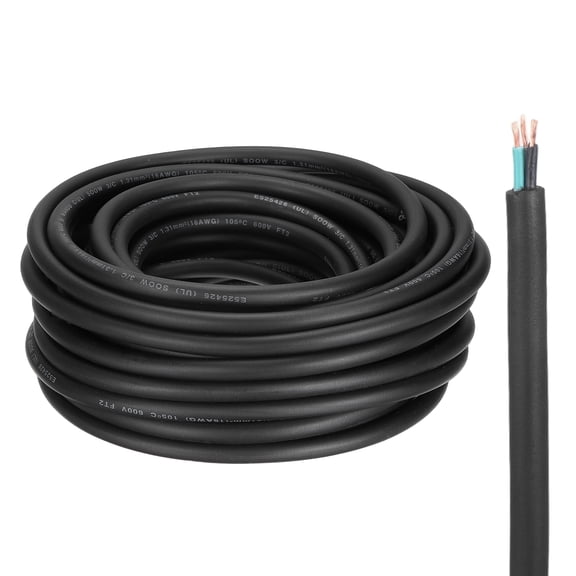 Uxcell SOOW 16 Gauge 3 Conductor Electrical Wire, 50ft 16 AWG Automotive Wire, Portable Power Cable 600V for Generators, LED Lights, Battery Chargers, Flexible Extension Cord