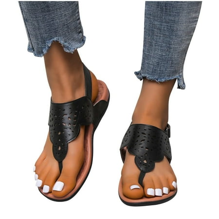 

Gzztg Womens Sandles Summer Ladies Flip-Flops Flat Heel Slippers Sandals Casual Flip Flops Women Shoes