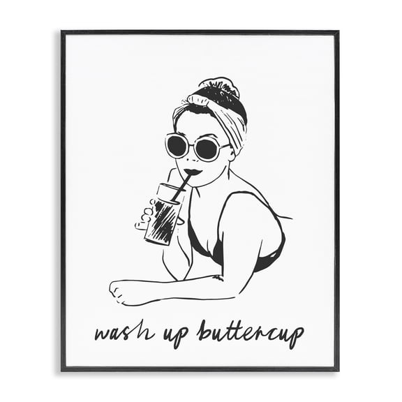 Stupell Industries Wash Up Buttercup Retro Black Framed Giclee Art, design by Lettered and Lined