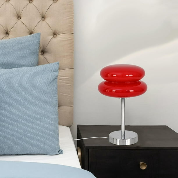 Lámpara de noche de vidrio, lámpara de huevo, luces creativas, lámpara de mesa de vidrio, linda lámpara de escritorio para mesita de noche, oficina, Rojo