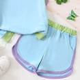 thumbnail image 5 of kmaduk Girls Clothes Color Block Sleeveless Tank Top with Shorts 2PCS Summer Outfits Sky Blue,Size 1-2 Years, 5 of 6