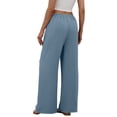 thumbnail image 5 of Wiholl Wide Leg Pants for Women Linen Pants Palazzo Drawstring Elastic Waist Trousers with Pockets Fall Beach Vacation Clothes, 5 of 8