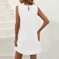 thumbnail image 5 of ClodeEU Women's Round Neck Sleeveless A-Line Mini Dress,Casual Loose Fit Sundress White,Women's Plus XXL, 5 of 8
