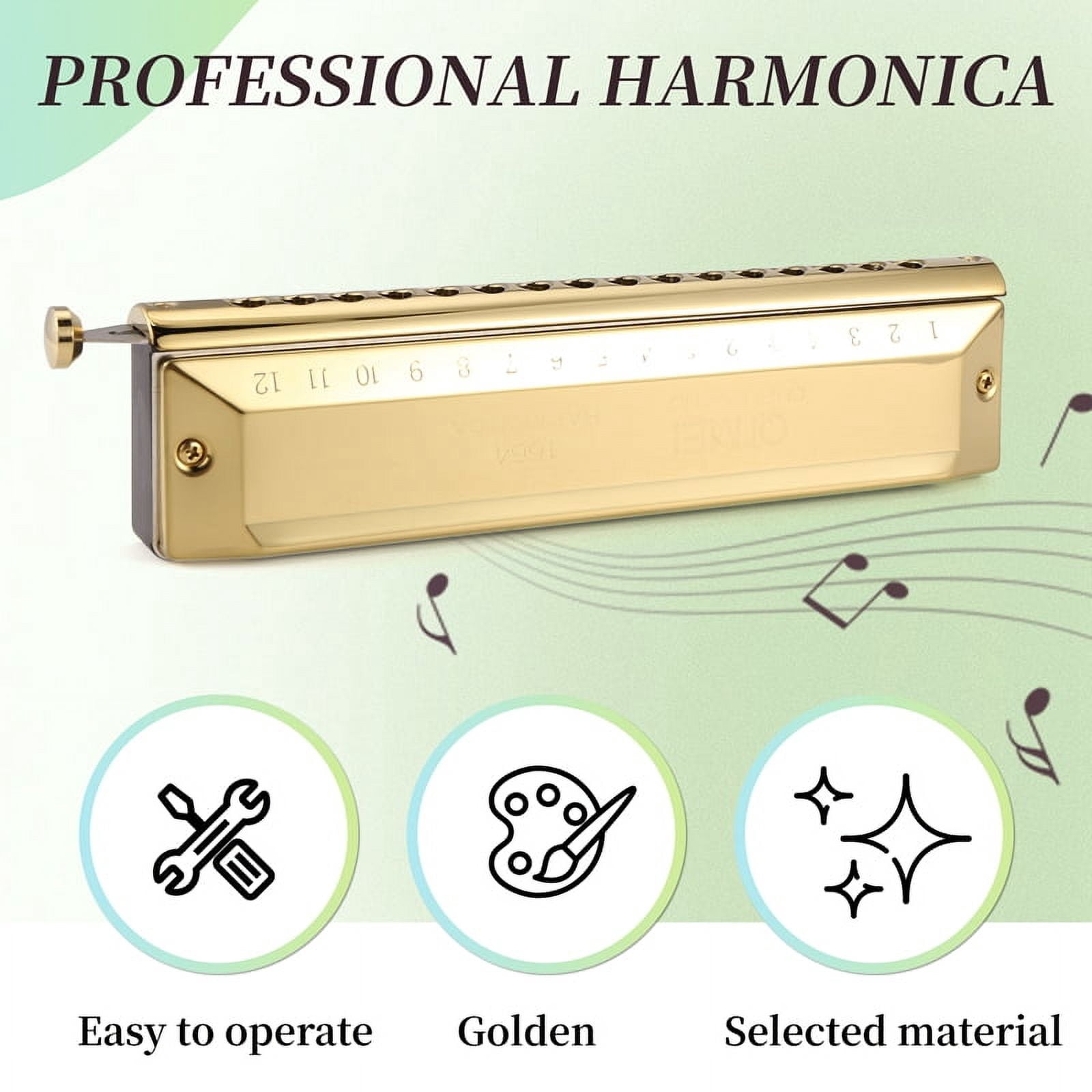 Chromatic Harmonica 16 Hole 64 Tone Mouth Organ Instrumentos Key of C Professional Musical Instruments