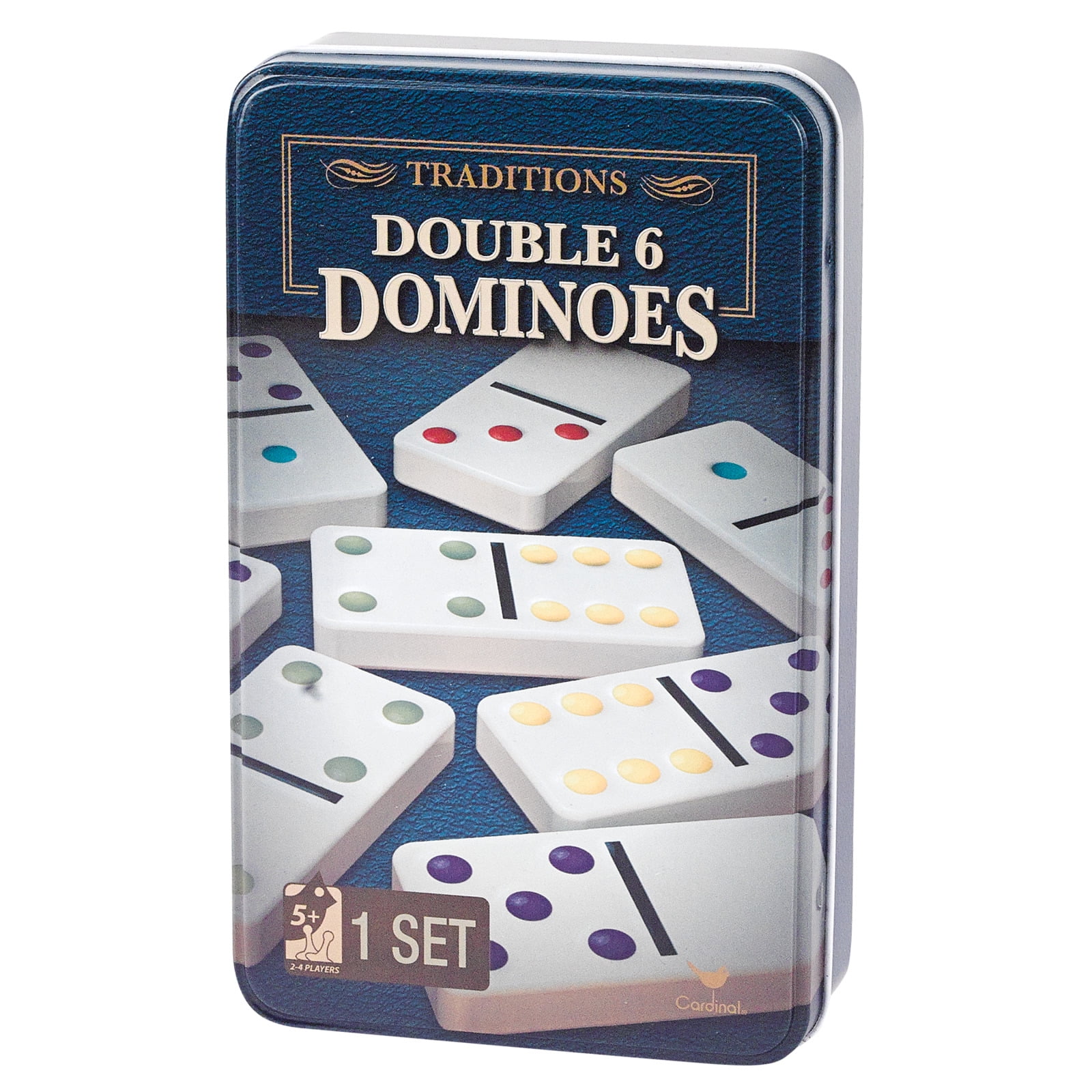 Styles May Vary Cardinal Double 12 Color Dot Dominoes in Collectors Tin 