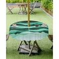 thumbnail image 4 of nqOlkjepod Teal Turquoise Marble Outdoor Tablecloth with Umbrella Hole & Zipper, Abstract Wave Lines Round Table Cover 60 Inch, Dining Waterproof Table Cloth Protector for Patio/Party/Picnic, 4 of 7