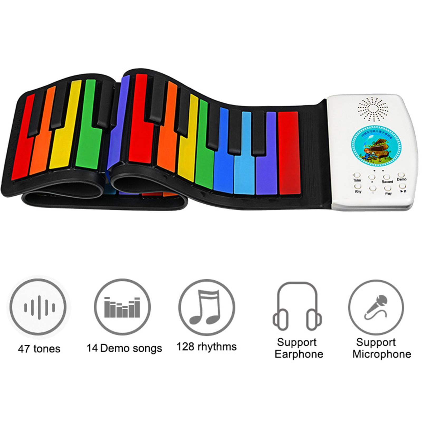 LeeQinersw 49 Keys Digital Keyboard Flexible Roll Up Piano Digital Keyboard Piano Hand Roll Rainbow