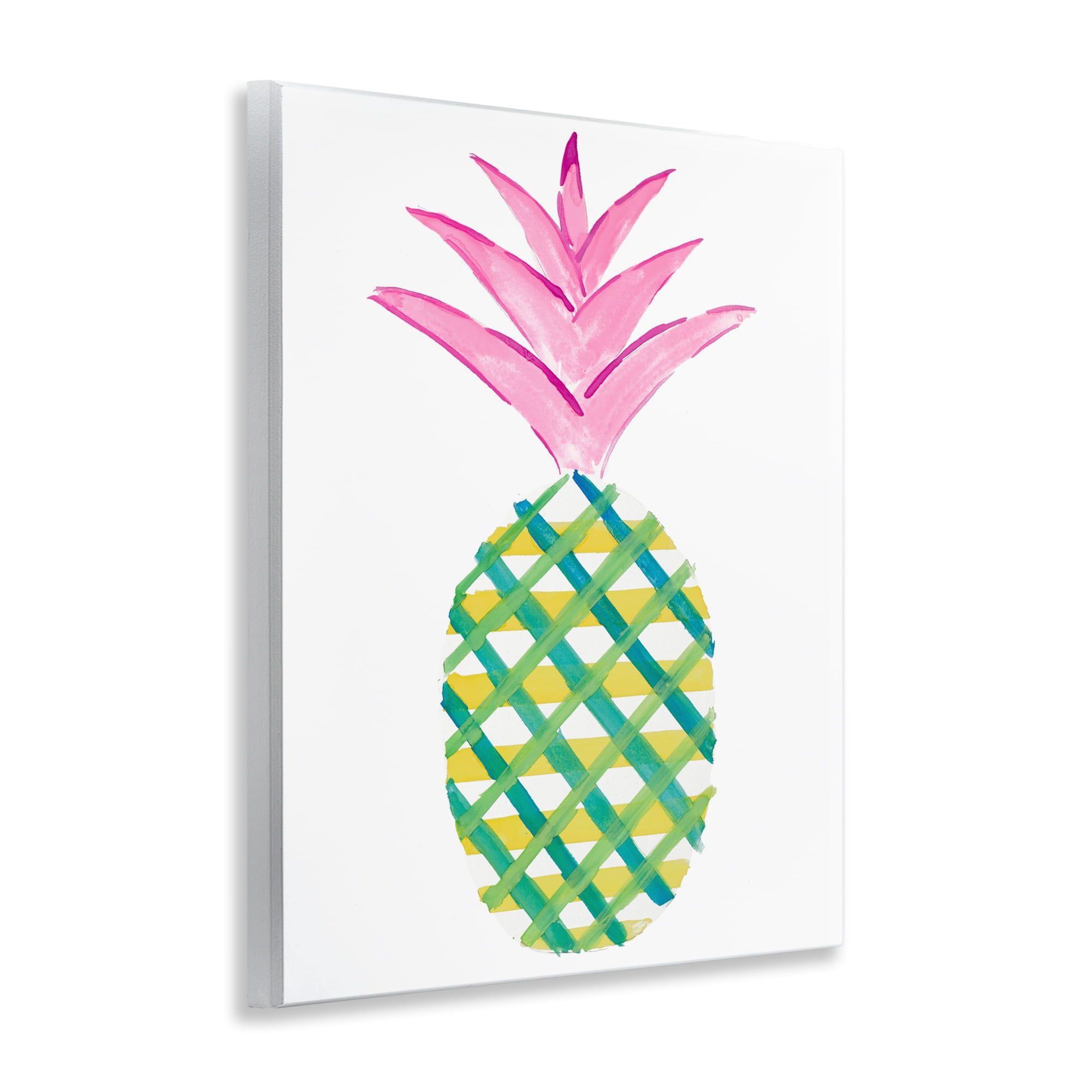Stupell Industries Tropical Plaid Pineapple Food & Beverage Painting Unframed Art Print Wall Art, 11 x 14