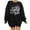 Black, variant on Fesfesfes Women Flannel Shirt Print Loose Roundneck Long-Sleeved Fleece Oversized Sweatshirt Pullover