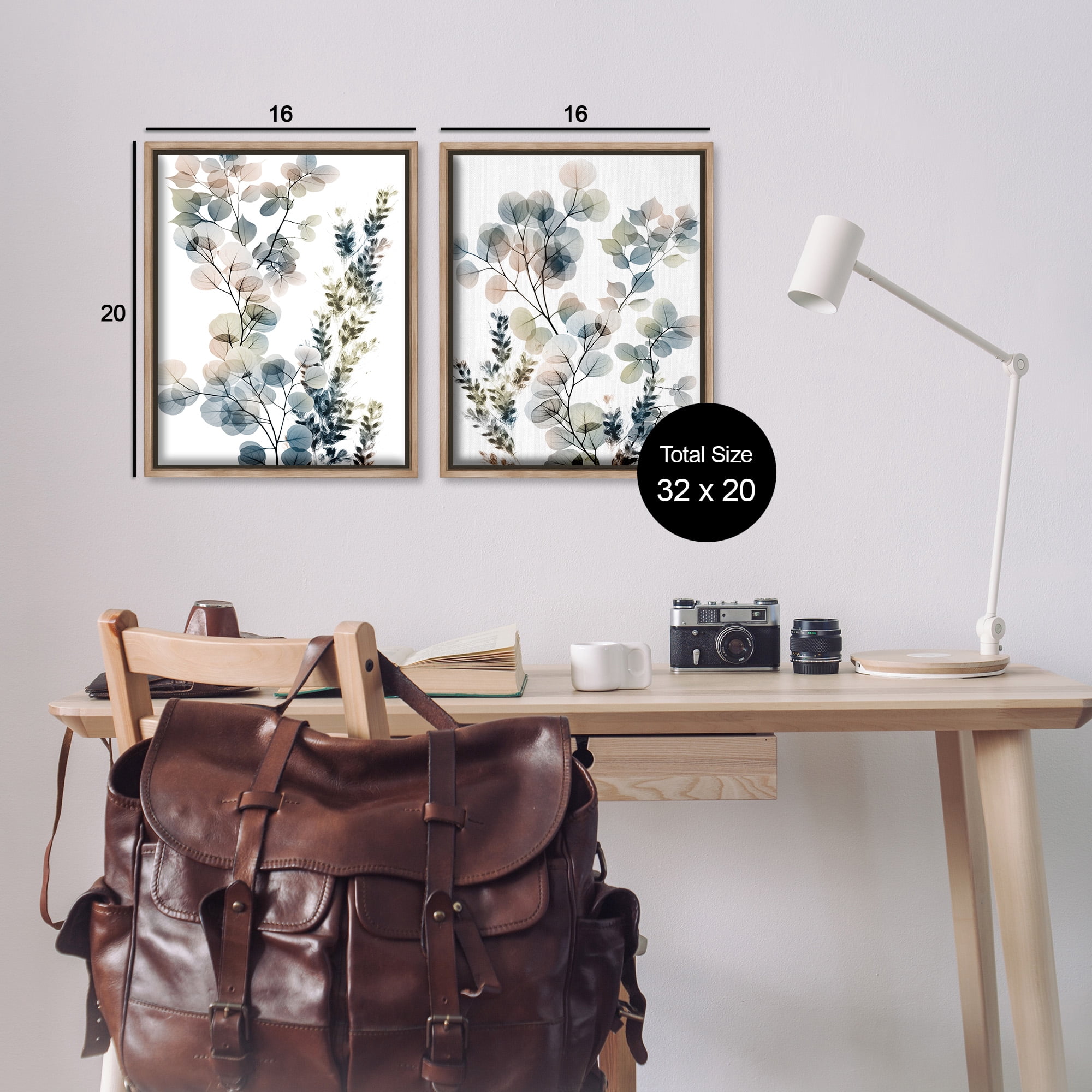 Stupell Industries Collage of Translucent Plants Botanical & Floral Photography Brown Floater Framed Canvas Art Print Wall Art, 17 x 21, Set of 2