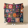 thumbnail image 4 of HELLOYOUNG Queen Size Fleece Blanket - Soft Plush All-Season Bedspread Large Multicolor Retro Floral Patchwork Flannel Throw for Bed Couch Travel - Cozy Cartoon Blanket Gift for Home, 4 of 10