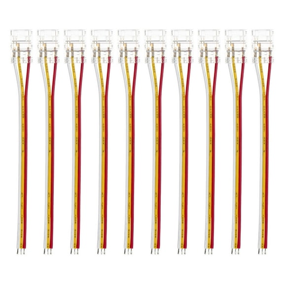 Uxcell 10-Pack 3-Pin 10mm LED Strip Lights Connectors for Single Color LED Light Strips COB 2835 3528 [Red Yellow White]
