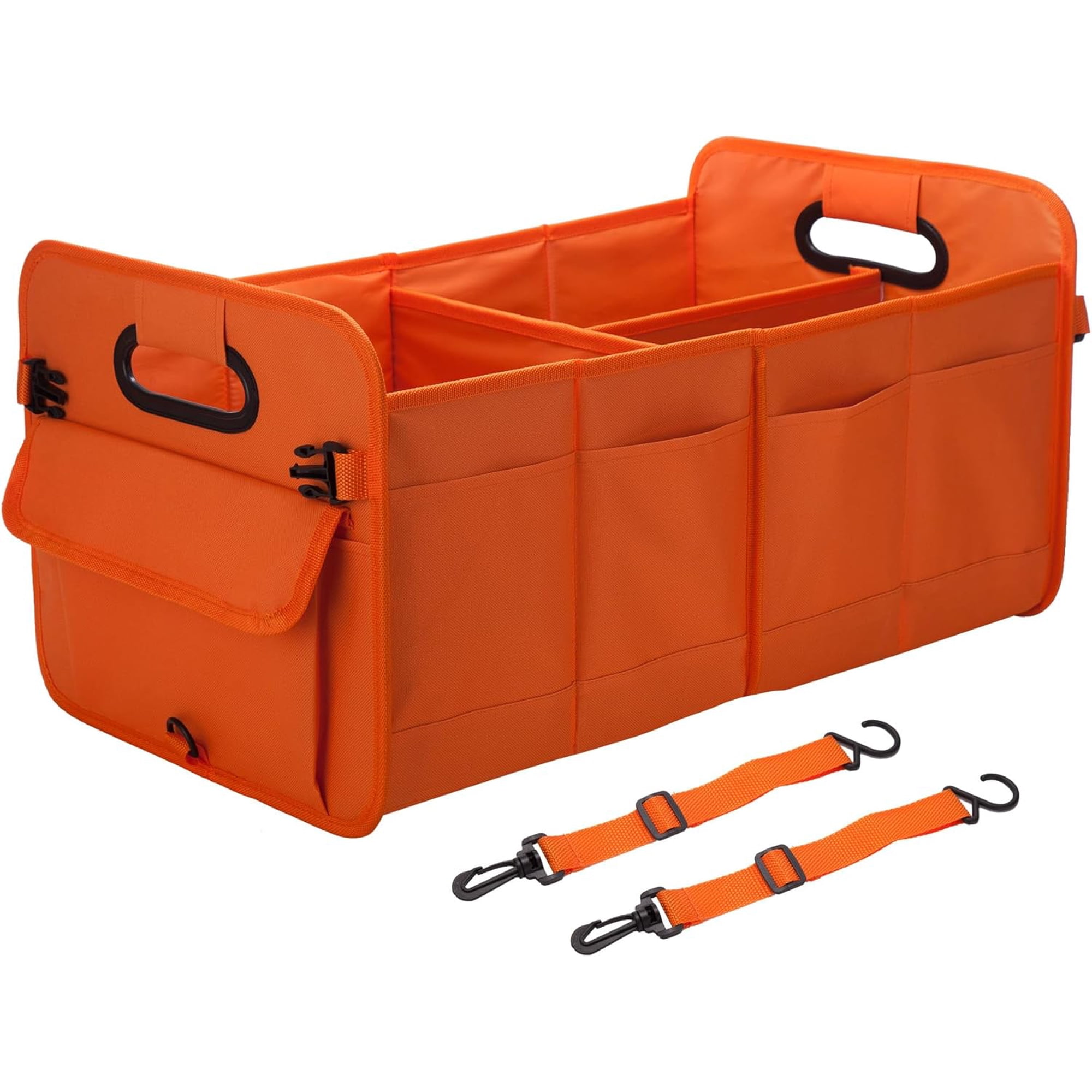 YIXUAN Trunk Organizer 70L Waterproof Collapsible Adjustable Straps 2-3 Compartments for SUV Sedan Car Accessories Orange