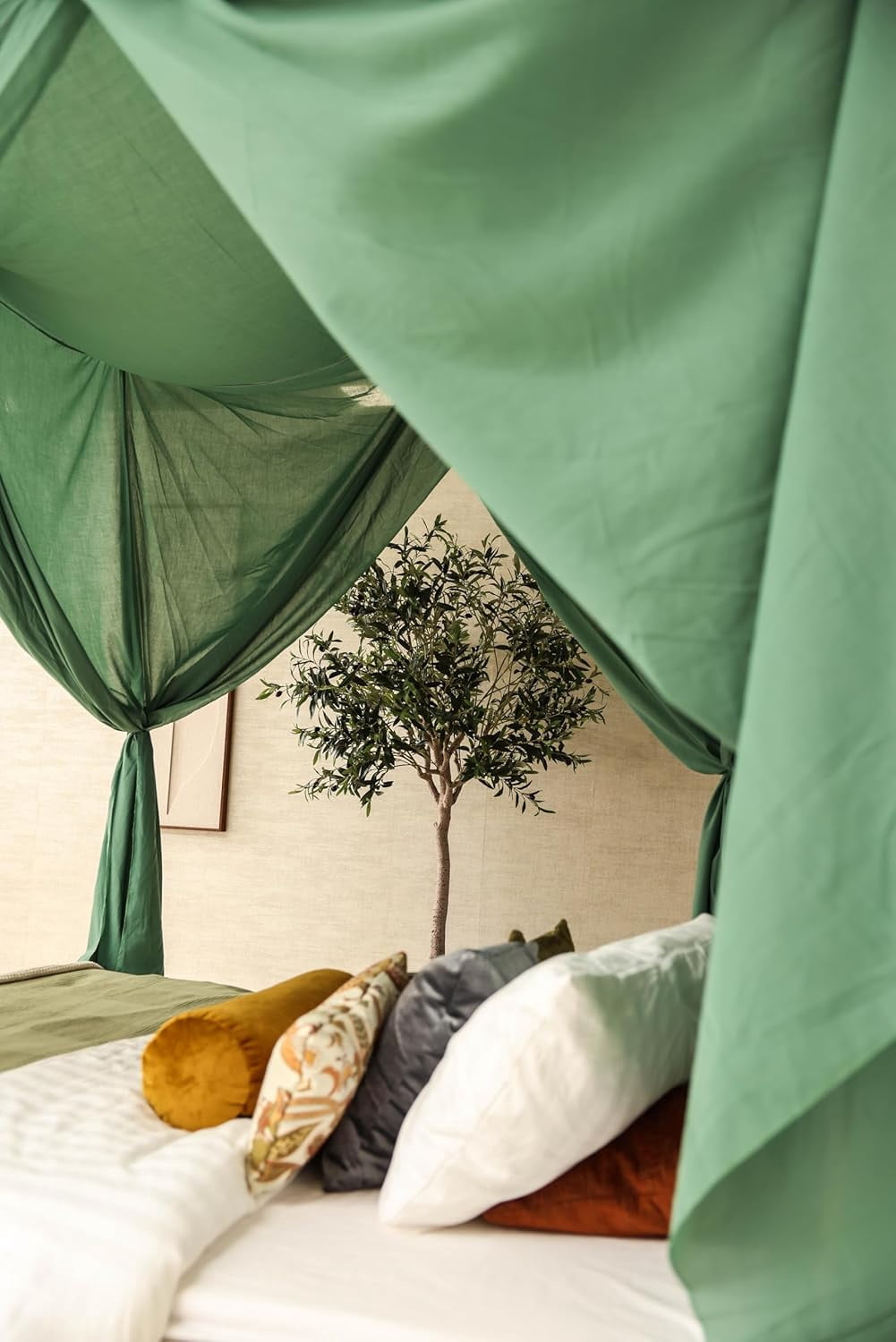 Green Bed Canopy for Queen and King-Sized Beds | Bedroom Decoration for Teens or Adults | Rectangular Shape Insect Netting | Mosquito Net in Multiple Colors and Sizes
