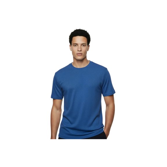 Men Dressy T-Shirt Log-In Uomo Crew Neck Silky Short Sleeves 218 Royal blue