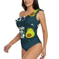 thumbnail image 2 of Gaeub Avocado in Space1 Women's One Shoulder Ruffle Tummy Control Swimwear for Swimming Surfing Beach Party - Medium, 2 of 8