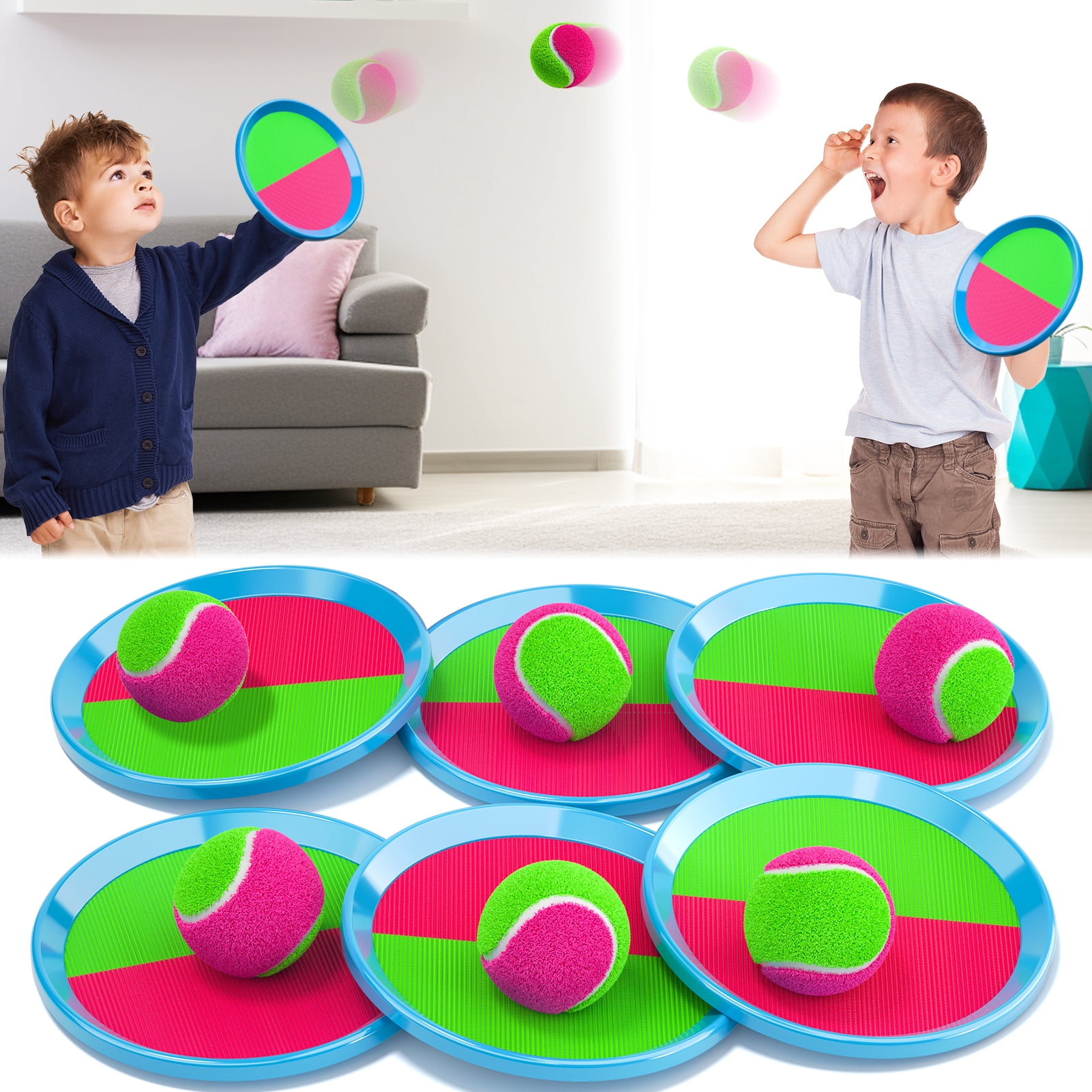 Lucky Doug Toss and Catch Ball Toys, Sticky Velcro Ball Toys - Outdoor Play Games, Beach Toys, Camping Games, Beach Game Set Sports Game Set for Ages 3+