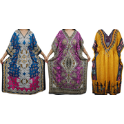 Mogul Womens Caftan House Dress Cover Up Evening Maxi Kaftan Sleepwear Wholesale Lot Of 3 Pcs
