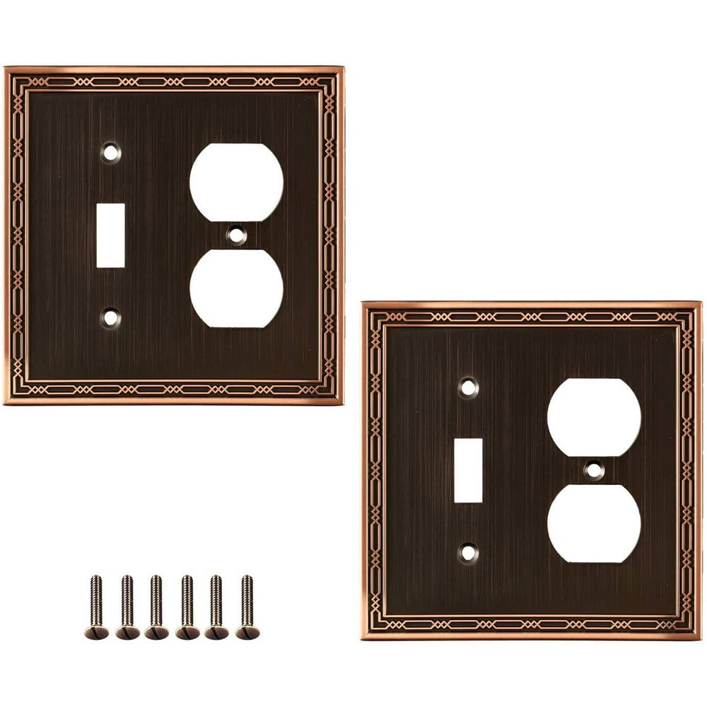 Sleeklighting 2 Pack Decorative Zinc Cast Bronze Outlet Covers Toggle