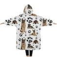 thumbnail image 2 of Oversized Wearable Blanket Hoodie,German Shepherd Dog and Footprint Sherpa Blanket Hoodie with Super Pockets,Super Warm Fuzzy Pullover for Women & Men, 2 of 6