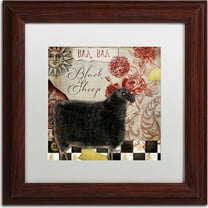 Trademark Fine Art "Baa Baa Black Sheep" Canvas Art by Color Bakery, White Matte, Wood Frame