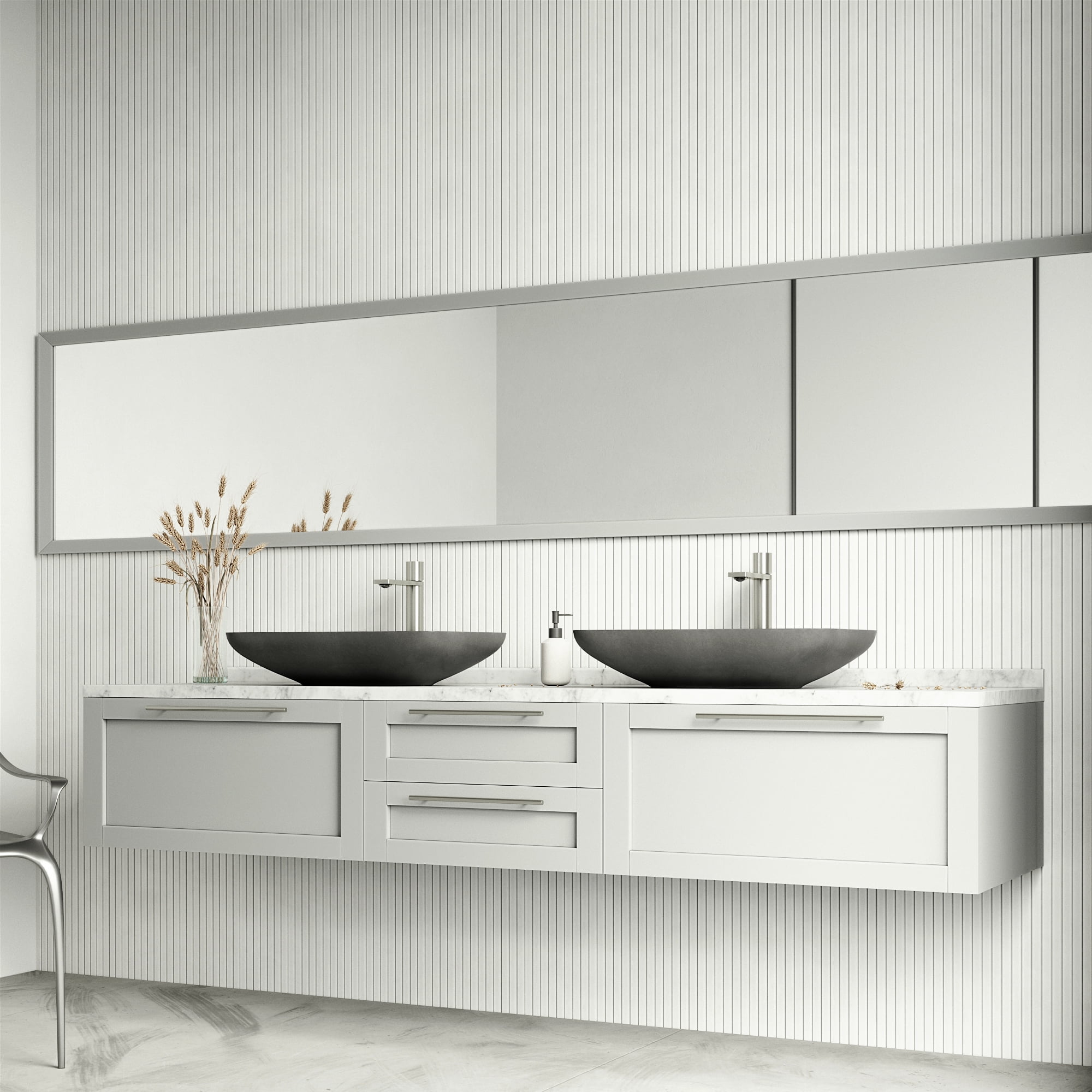 VIGO Lorca Gothic Gray Concreto Stone 22 in. L x 15 in. W x 5 in. H Rectangular Vessel Bathroom Sink
