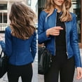 thumbnail image 2 of CEHVOM Women Ladies Lapel Motor Jacket Coat Zip Biker Short Punk Cropped Tops Clearance, 2 of 7