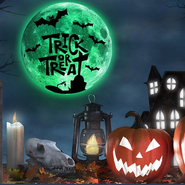 Txlixc poste de pared de luz nocturna de Halloween, decoración de luz nocturna de murciélago de bruja de luna 3D Txlixc moda