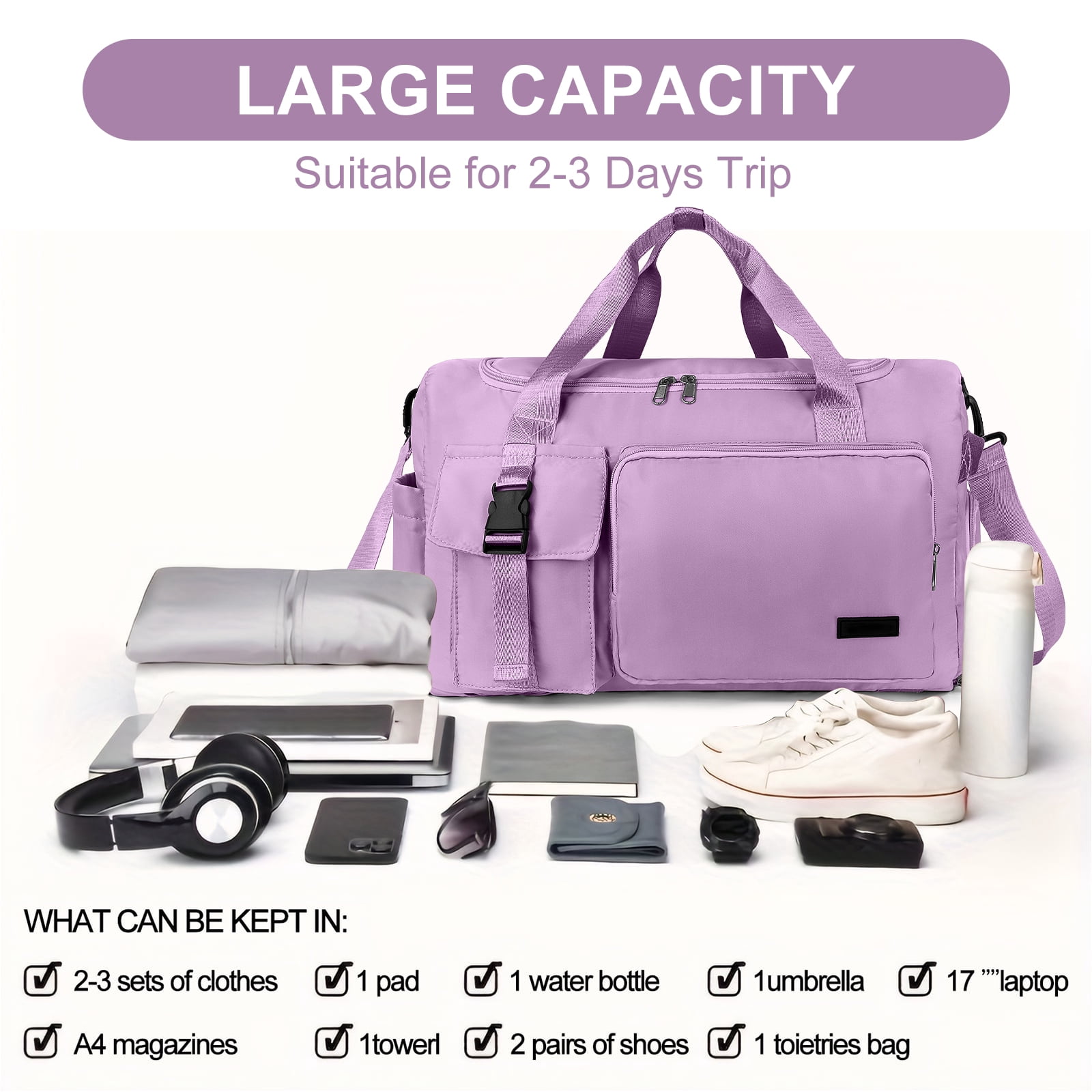 Gynky Duffel Bag 4 in 1 Travel Backpack Duffle Bag Weekender Bags for Women Gym Bag with Shoe and Wet Compartment Carry On Dance Bag