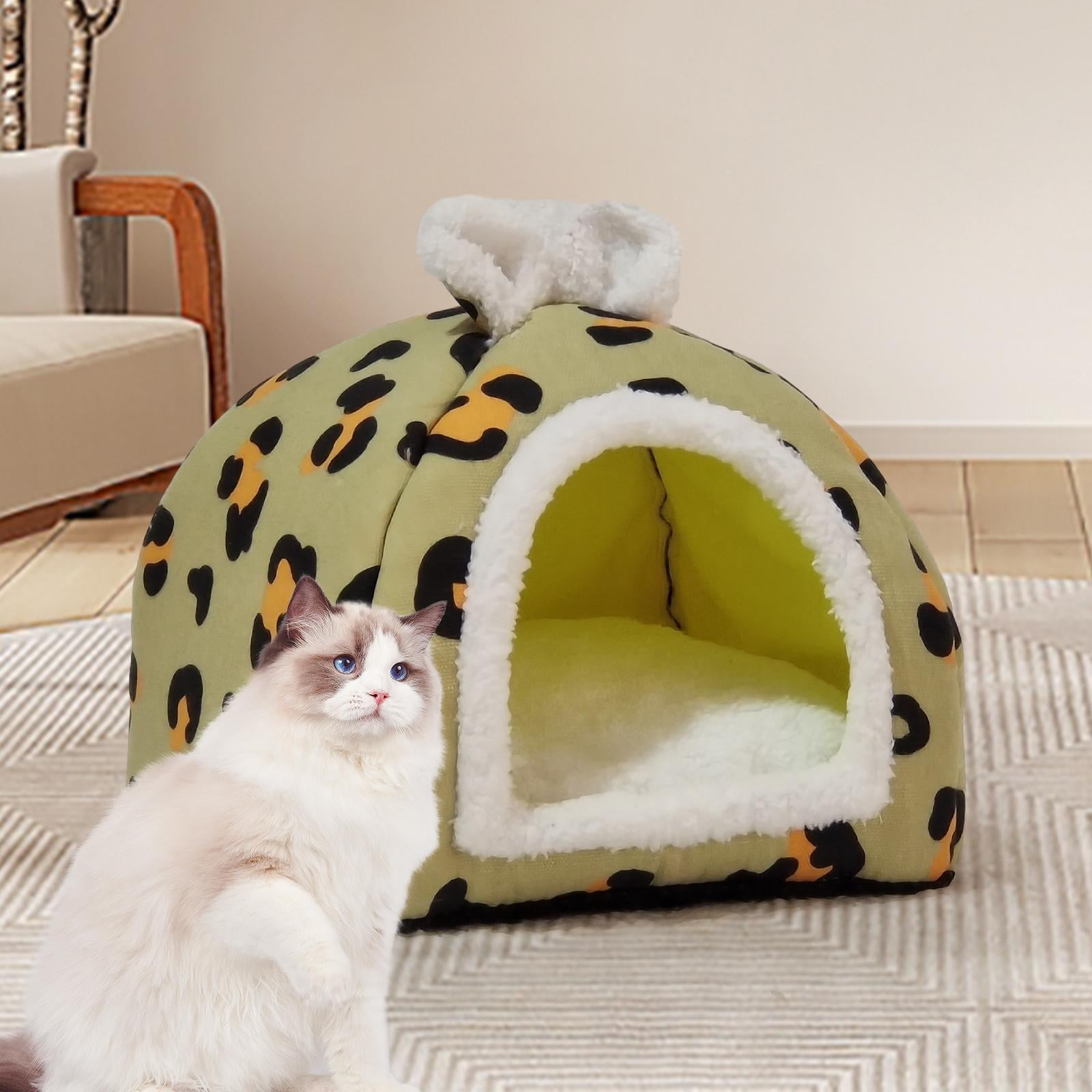 Dog Beds Calming Snooze Furniture Self Warming Cat House for Kitten Dog Cats Green Large