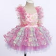 thumbnail image 5 of IBTOM CASTLE Baby Girls Butterfly Tutu Dress Summer Sleeveless Backless Lace Princess Birthday Party Dress with Headband Outfit 18-24 Months Rainbow - Butterfly, 5 of 8