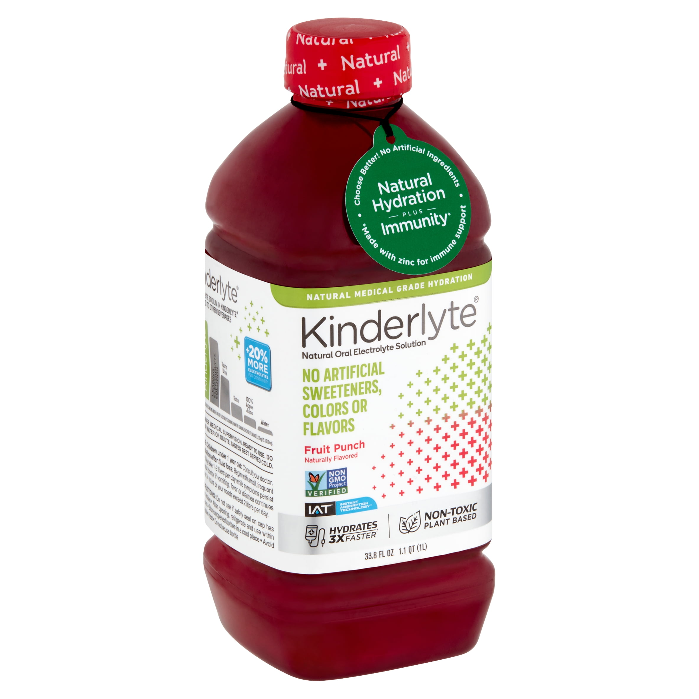 Kinderlyte Fruit Punch Natural Non-GMO Doctor Formulated Electrolyte Solution, 33.8 fl oz Bottle
