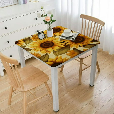 

Waterproof Picnic Party Square Table Cloth Cover Decorations Square Tablecloth for Home Dining Room Kitchen Decor yellow sunflower floral Printing