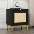 thumbnail image 3 of Joyspirit Mid-Century Modern Rattan Nightstand, Wooden Coffee Table with Tray Storage, Ideal for Bedroom, Living Room, and Home Office, Black, 3 of 8