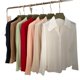 thumbnail image 4 of Camisas elegantes de color puro de manga larga para mujer, nuevo diseño de primavera y otoño de 2022, blusas y camisas de seda real de alta calidad 90%, 4 of 5