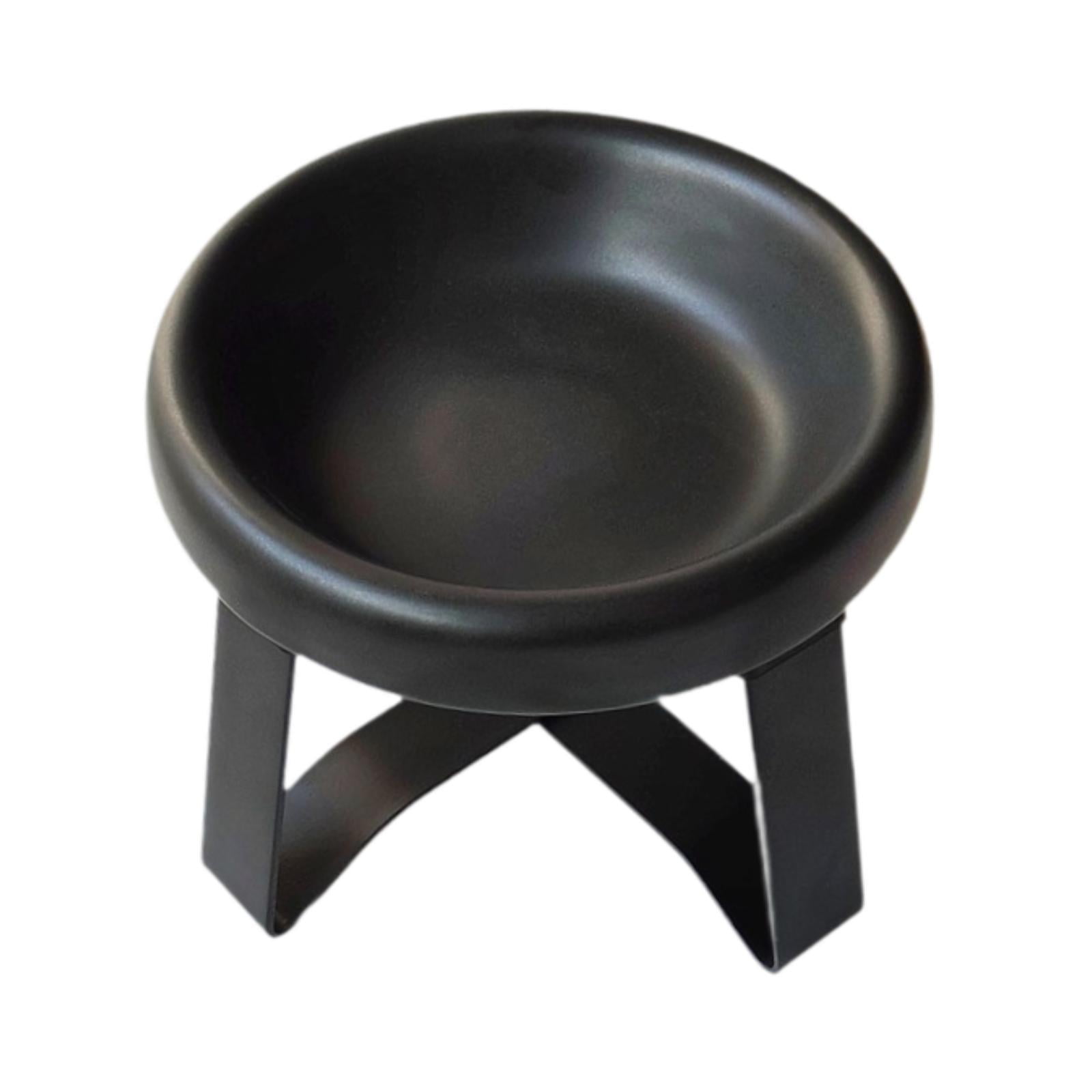 Serenable Cat Bowl Cat Food Dish with Metal Stand, Water Dispenser, Prevents Spills, Ceramic Pet Bowl for Small and Medium Breeds Puppy Black