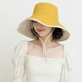 thumbnail image 5 of Wide Brim Women Sun Hat Cotton Floppy Packable Reversible Wired Edge Hats UV Protection Summer Beach Travel Garden - Yellow, 5 of 5