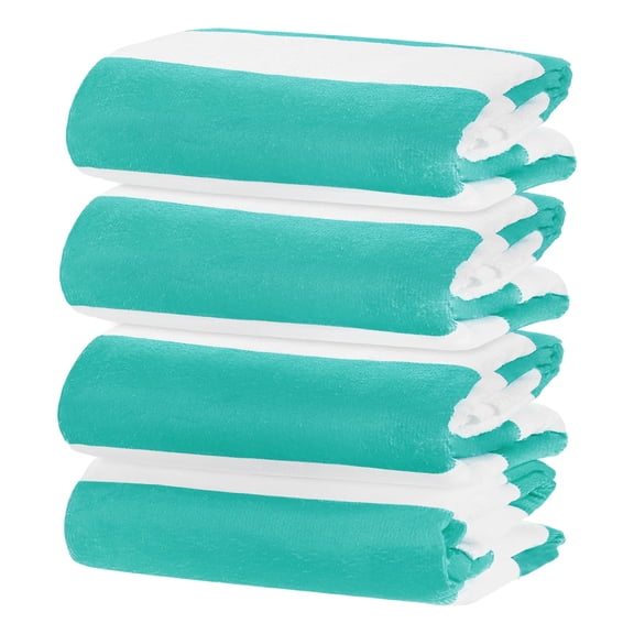 Uxcell 4-Pack 30" x 60" Large Stripe Beach Towels, Quick Dry Lightweight Pool Towels for Beach/Pool/Yoga/Bath [Turquoise]