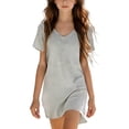 thumbnail image 1 of FRSASU Robe d'Été 100 % Coton pour Filles, Tendance, Col en V, Décontractée, Bohème, Robe Soleil, Printemps, Plage, Fluide, Vacances, Mini, Gris, 1 of 8