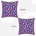 thumbnail image 3 of Fotbe Skull Blue Flower Pattern Velvet Decorative Throw Pillow Covers with Elegant Piping, Soft Plush Cushion Cover for Sofa, Bed, Car, Office-18"x18", 3 of 8