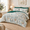 Peacock Blue Floral-King, variant on Pink Floral King 7 Piece Bed-in-a-Bag Botanical Flower Pom-Pom Soft Lightweight Bedding Set