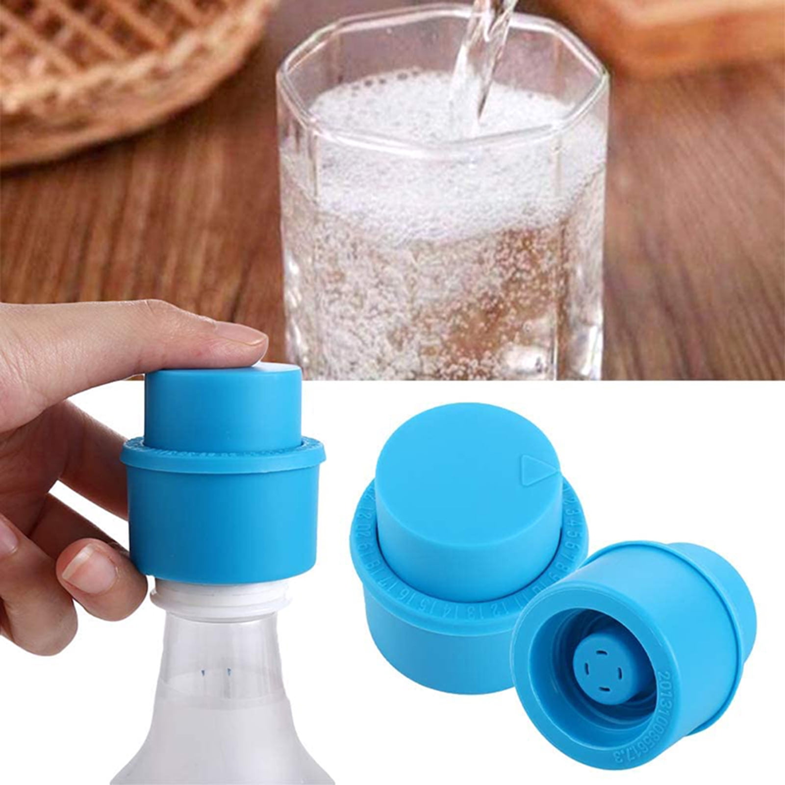 Shebeky Bottle Stopper Data Dial Design Time Adjustment Push Type Fizzy Drink Freshness Keeping Saver Lid Sealer Bottle Pump Pressure Stopper Kitchen Accessories