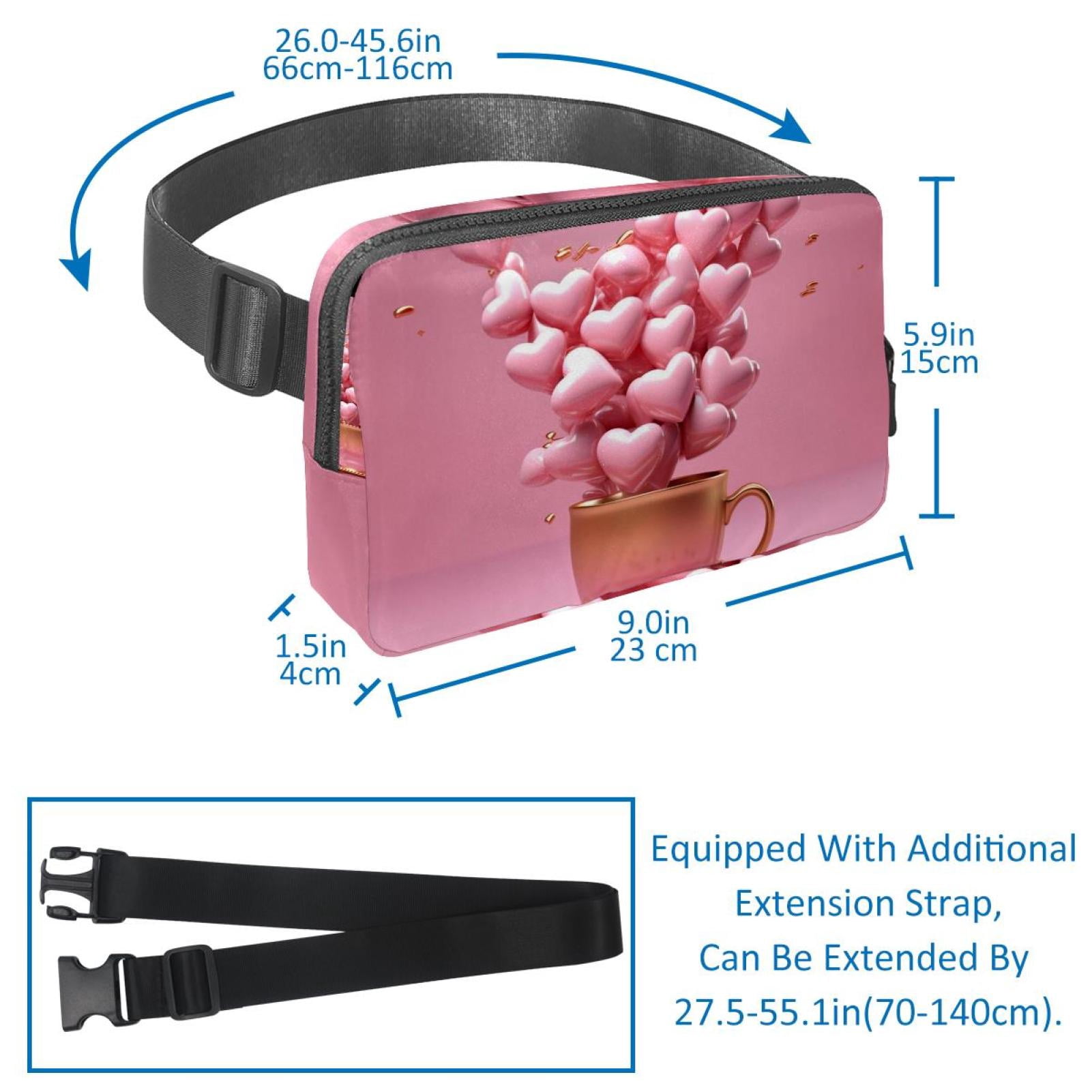 Valentine's Day Lightweight Adjustable Belt Bag with Extension Strap - Unisex Running Waist Bag