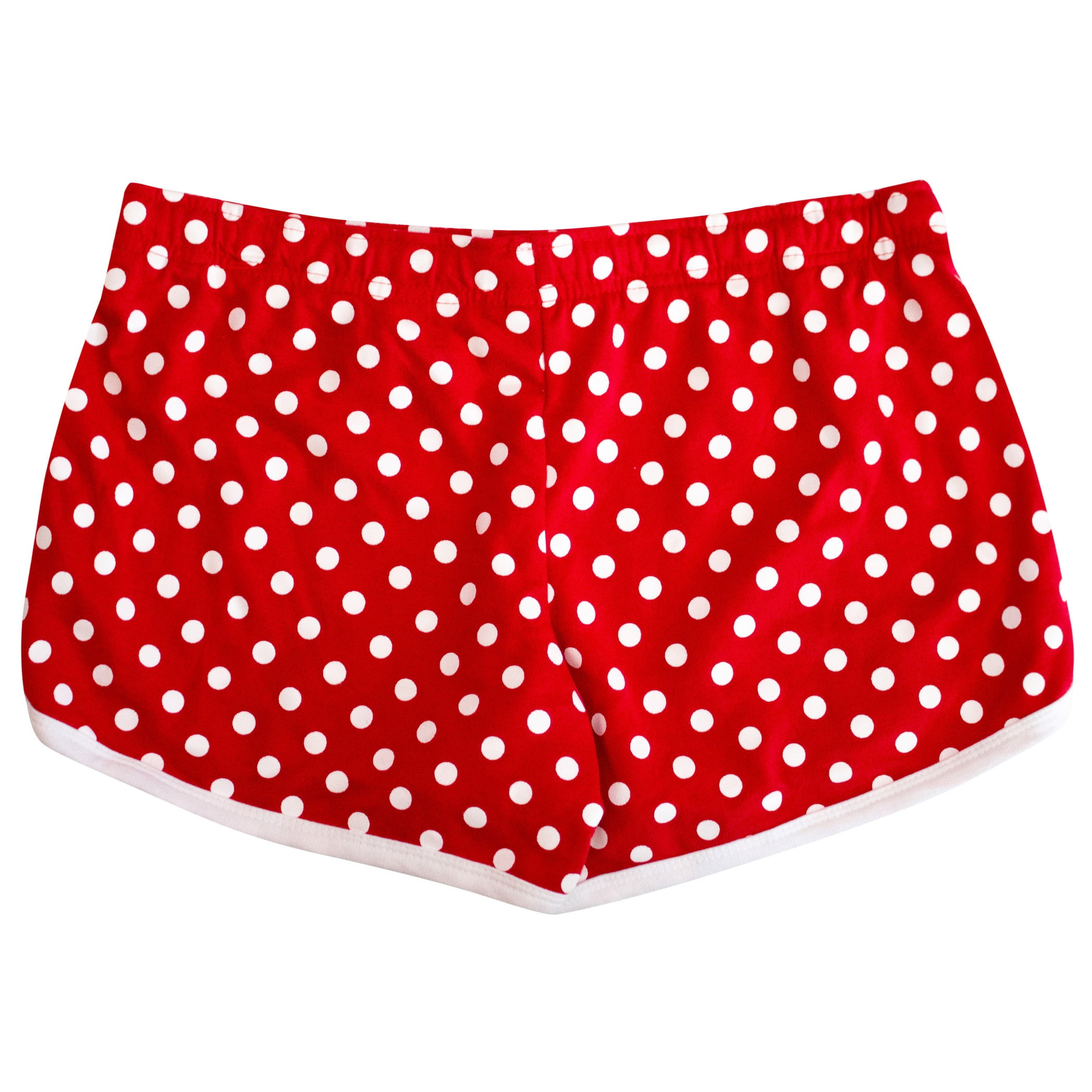 Red shorts with white polka dots deals