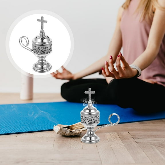 OUNONA Middle East Censer Adornment Silver Iron Incense Burner for Decoration Small Size Lightweight Portable